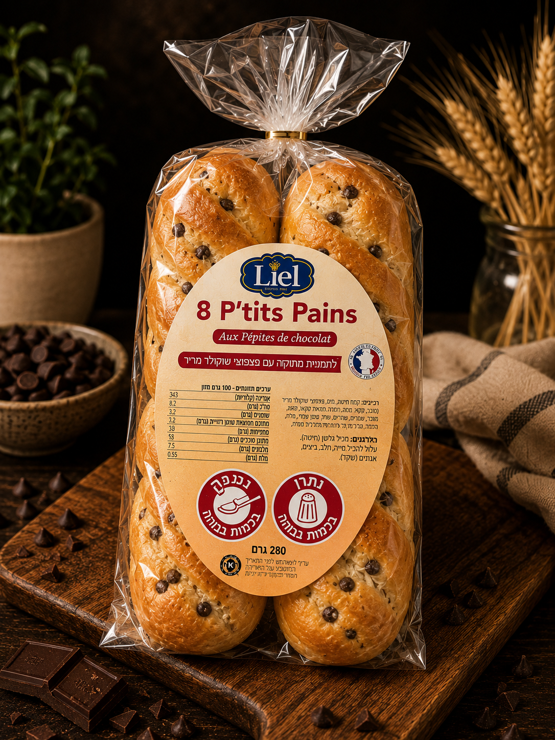 Sachet de 8 p’tits pains Liel aux pépites de chocolat — Comptoir Français TLV, Tel Aviv