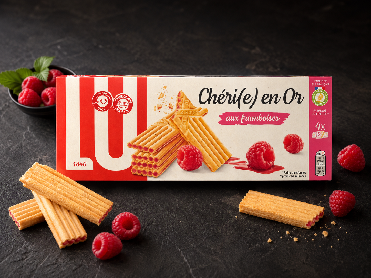 Biscuits fourrés LU Chérie en Or aux framboises — Comptoir Français TLV, Tel Aviv