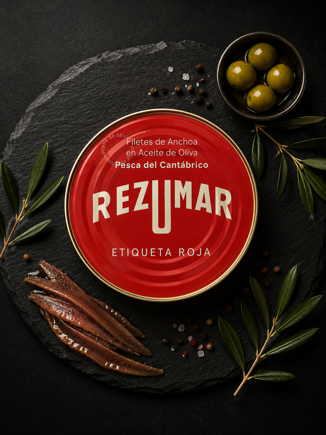 Filets d’anchois Rezumar Etiqueta Roja, boîte ronde — Comptoir Français TLV, Tel Aviv