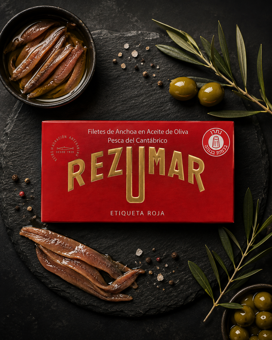 Filets d’anchois Rezumar Etiqueta Roja à l’huile d’olive — Comptoir Français TLV, Tel Aviv